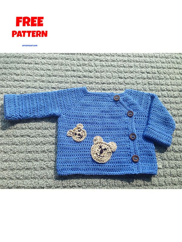 0-3 Months crochet baby bear cardigan