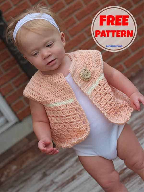 Applique crochet baby sweater pattern