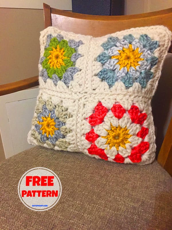 Big Crochet Granny Square Pillow​