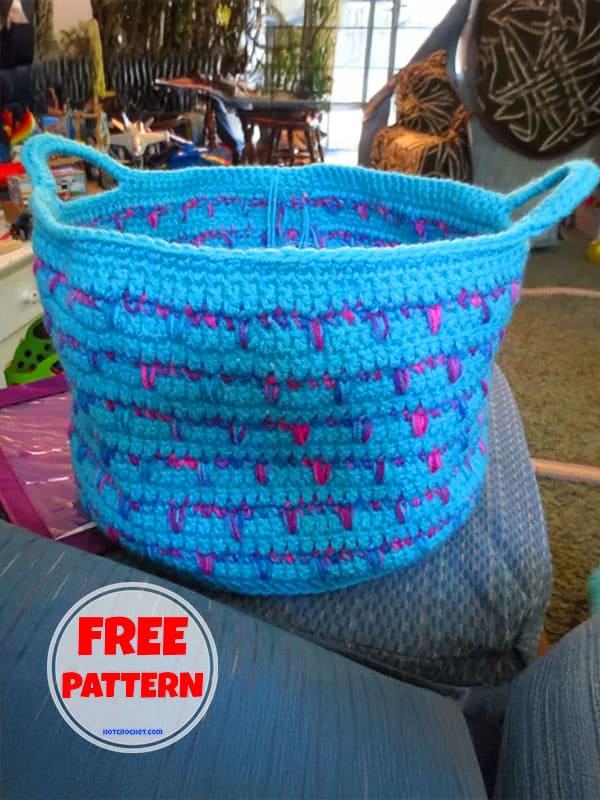 Blue Crochet Laundry Basket​