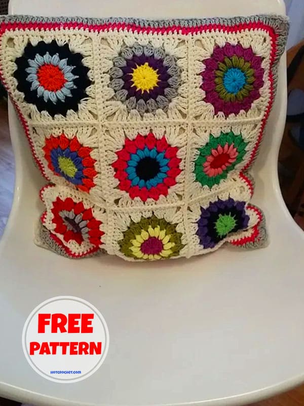 Colorful Suns Crochet Pillow Case Pattern​