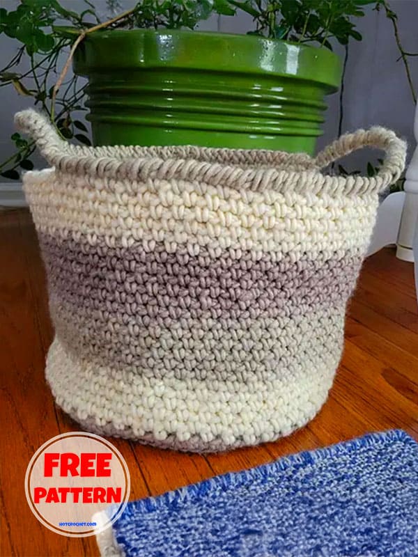 Gray Large Crochet Basket Pattern Free