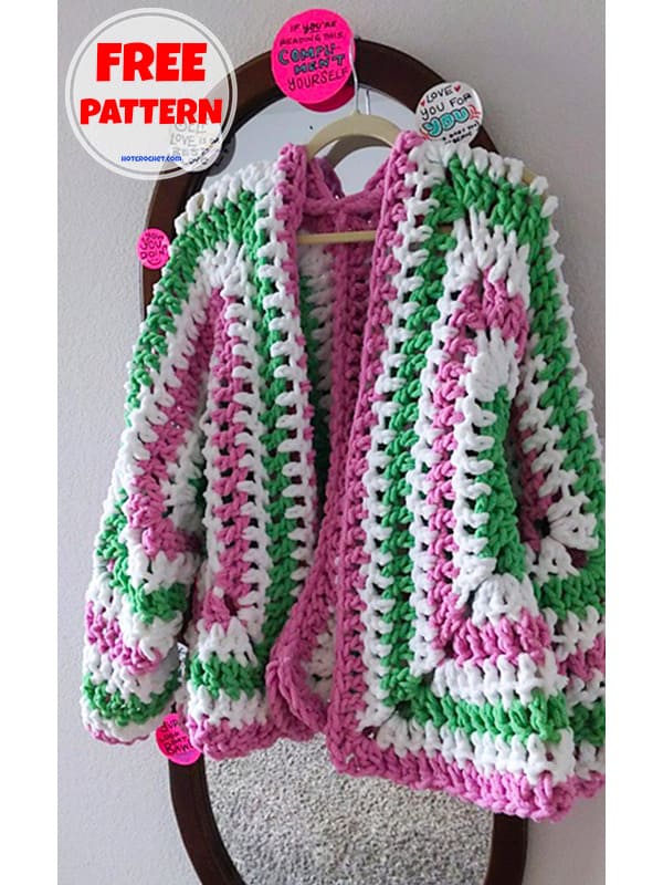 Hexi cardigan crochet pattern