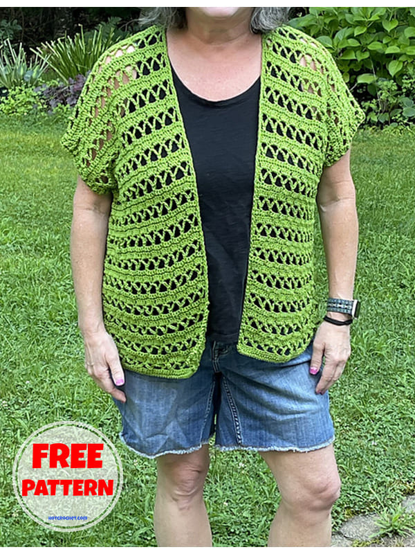 Lace stitches spring cardigan crochet pattern