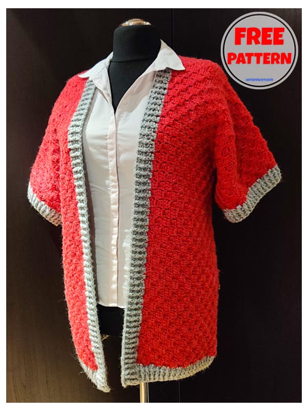 Long crochet kimono cardigan