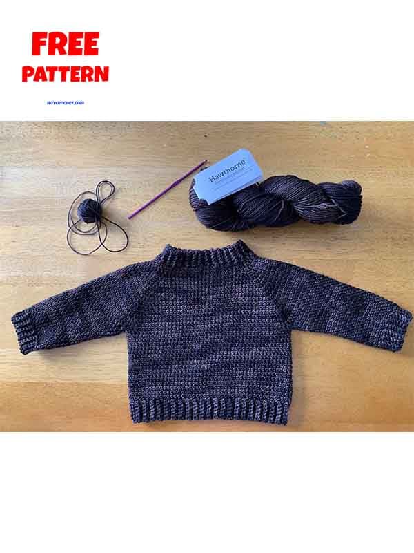 Ribbed pullover crochet baby sweater pattern