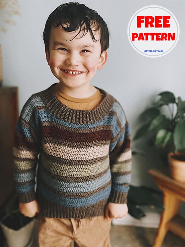 Striped crochet baby sweater pattern for boy