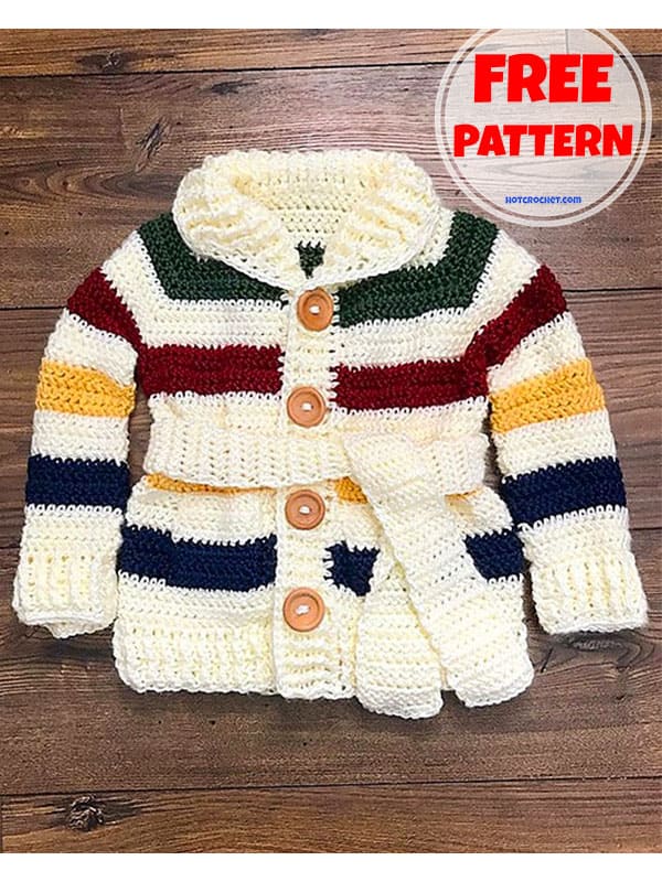 Stripes colorwork crochet baby cardigan