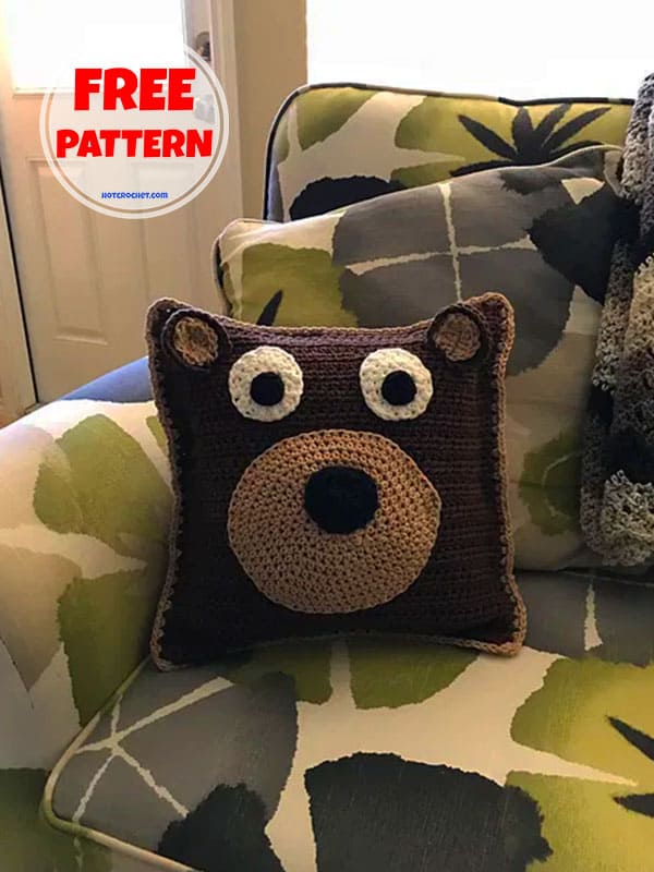 Teddy Bear Crochet​ Pillow 