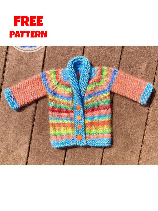 V-neck crochet baby cardigan pattern 0-3 months