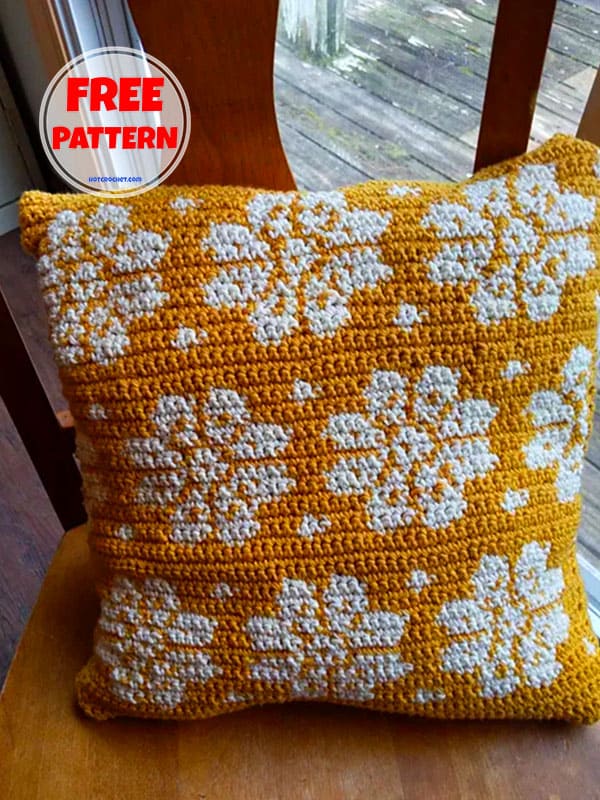 White Free Crochet Flower Pillow Pattern​