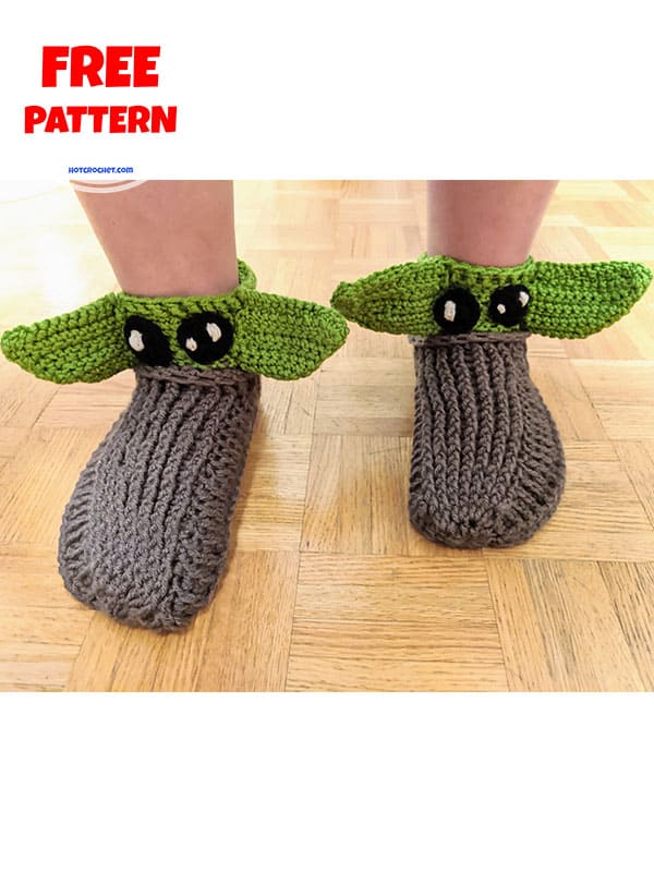 alien yoda crochet sock pattern