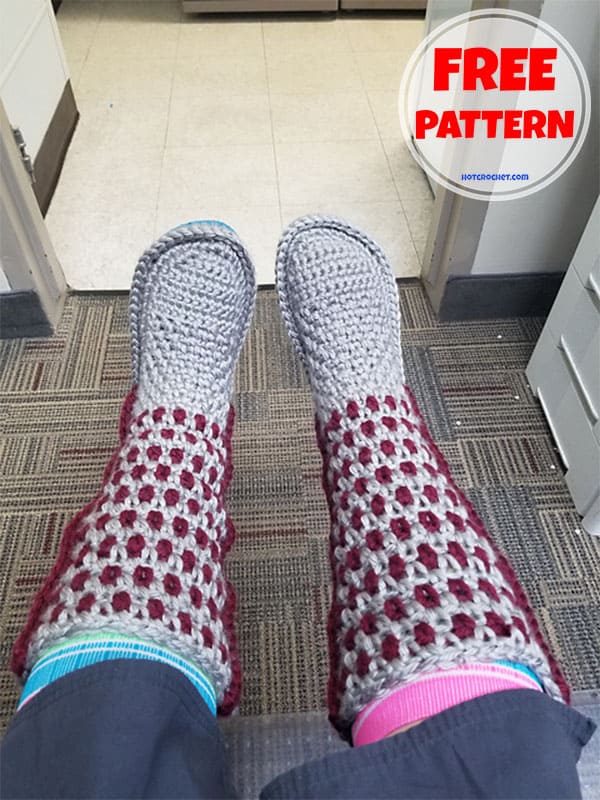 below knee high crochet slippers