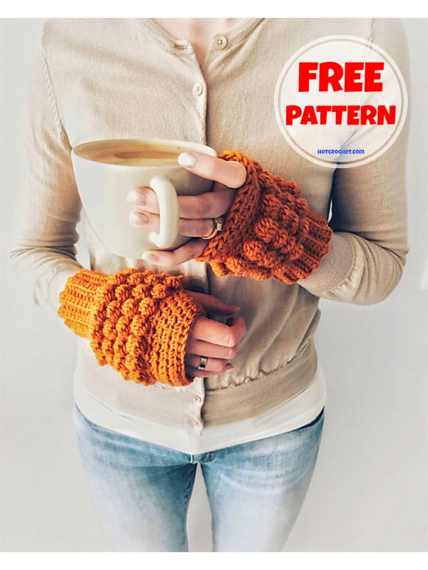 bobble crochet fingerless gloves easy pattern