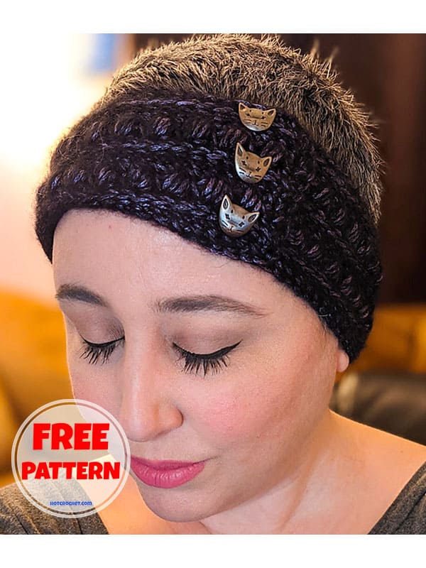 buttoned crochet ear warmer headband