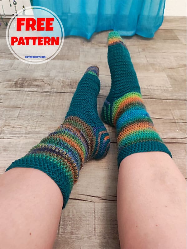 colorwork spiral crochet sock pattern