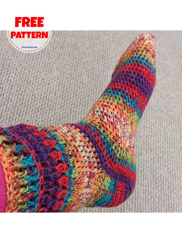 cozy bobble crochet sock pattern