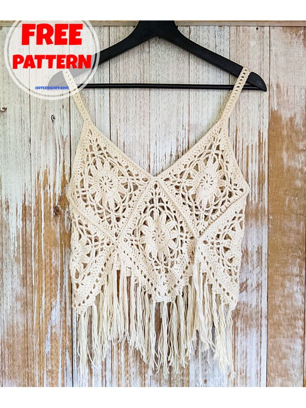 crochet boho tank crop top