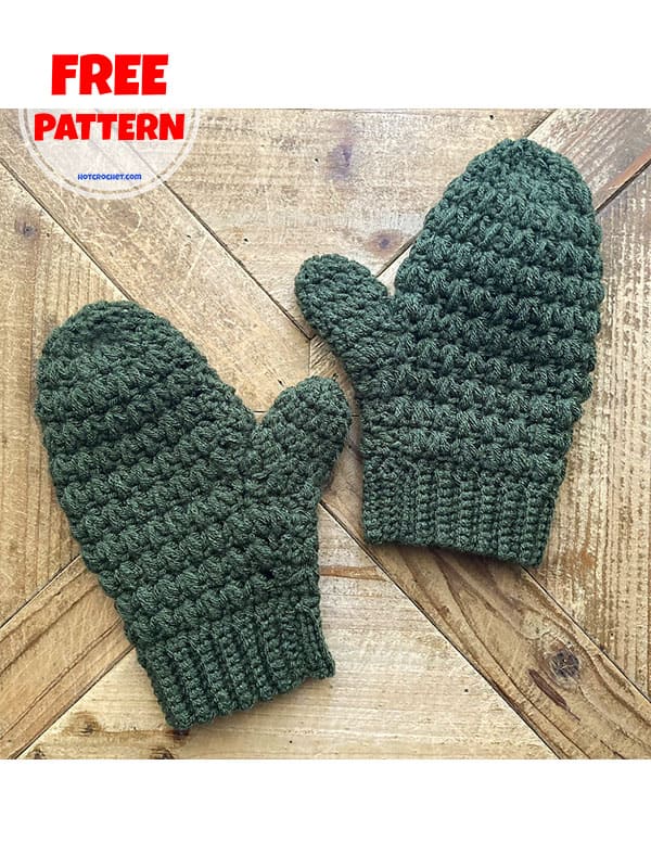 feather stitch mitten crochet pattern