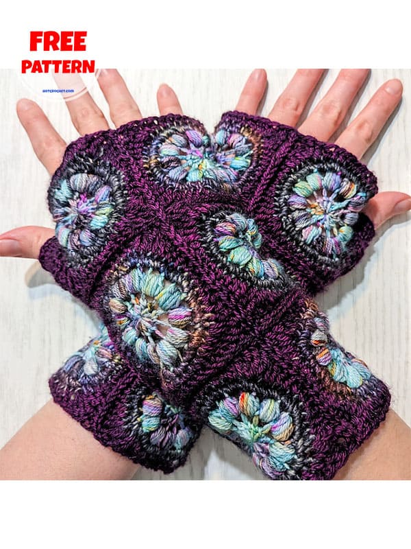 flower fingerless gloves crochet pattern