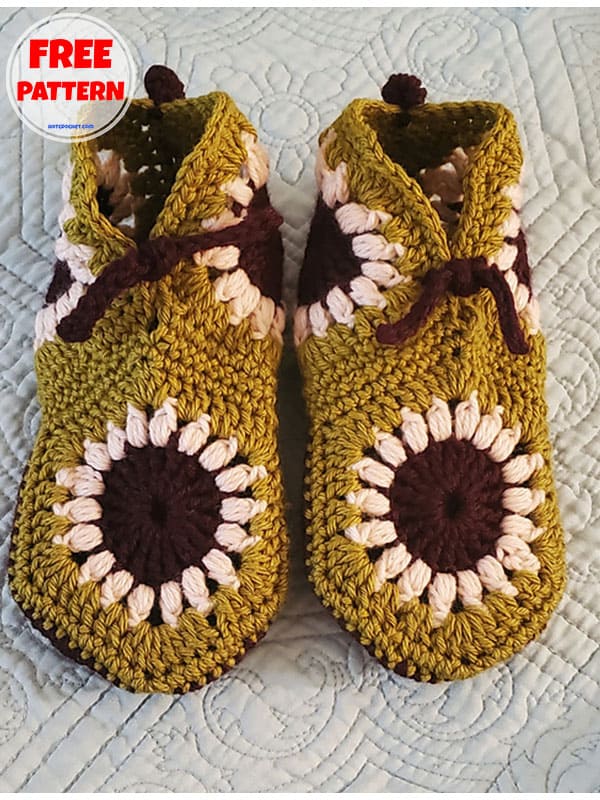 granny colorwork crochet slipper pattern