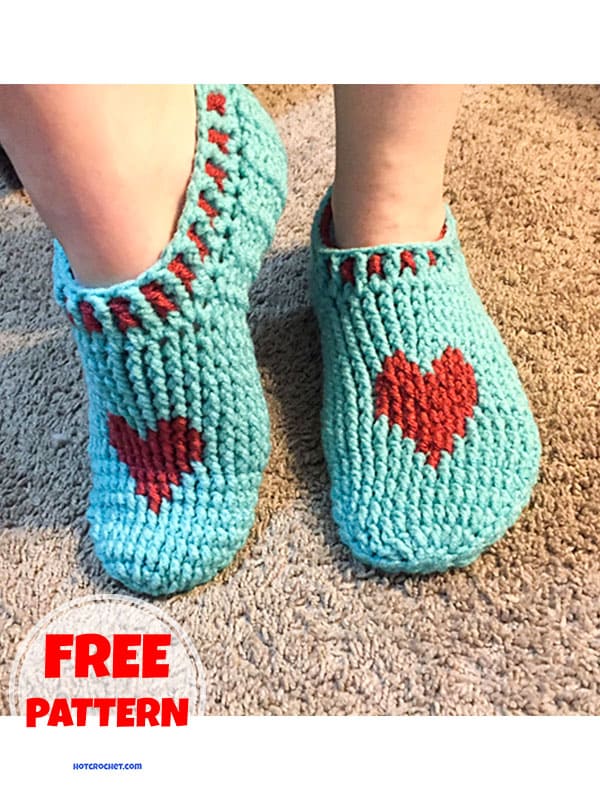 heart crochet slippers with soles