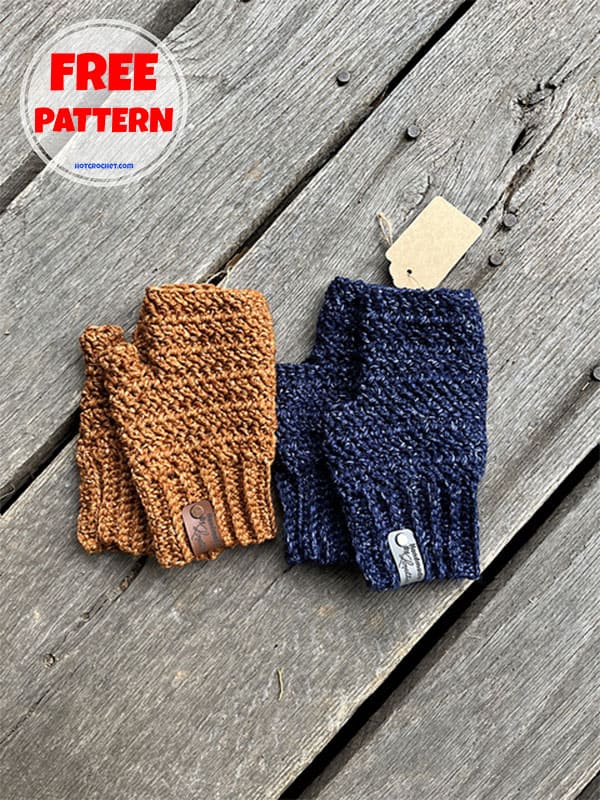 herringbone stitch crochet fingerless gloves