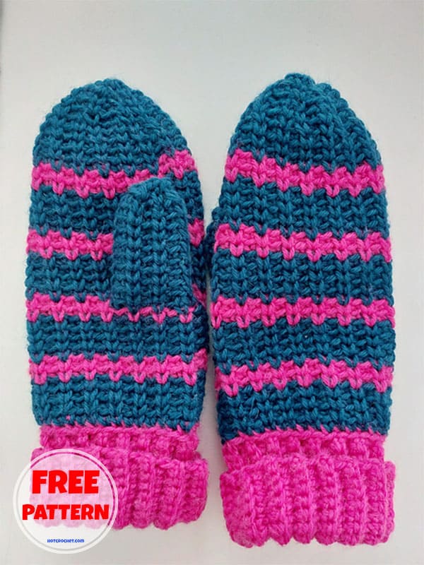 knitted look crochet mittens pattern