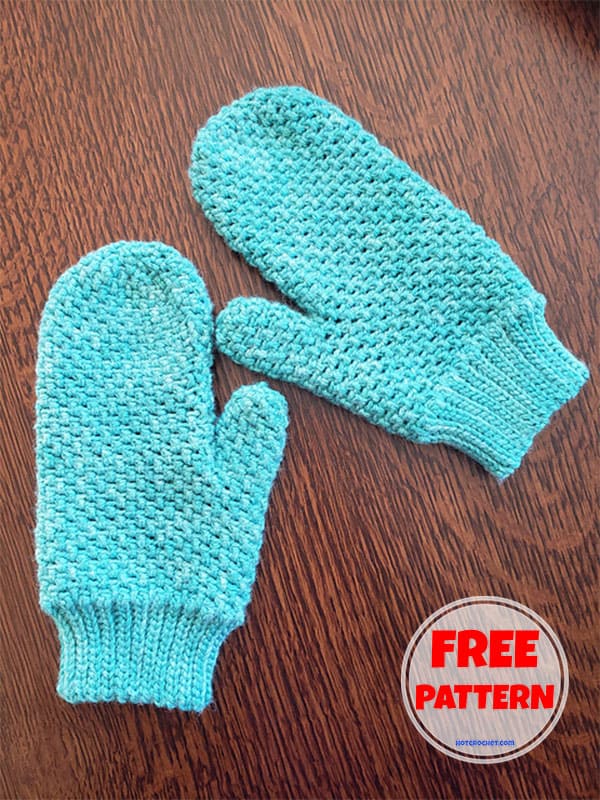 moss stitch crochet mitten pattern