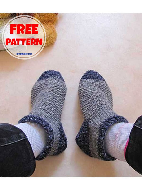 one-piece ribbed crochet sock pattern