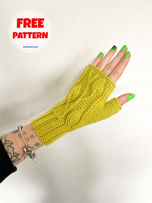 ribbed cuff fingerless gloves mittens crochet pattern