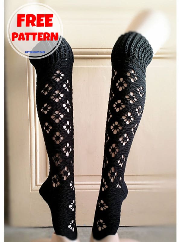 romantic crochet knee high socks