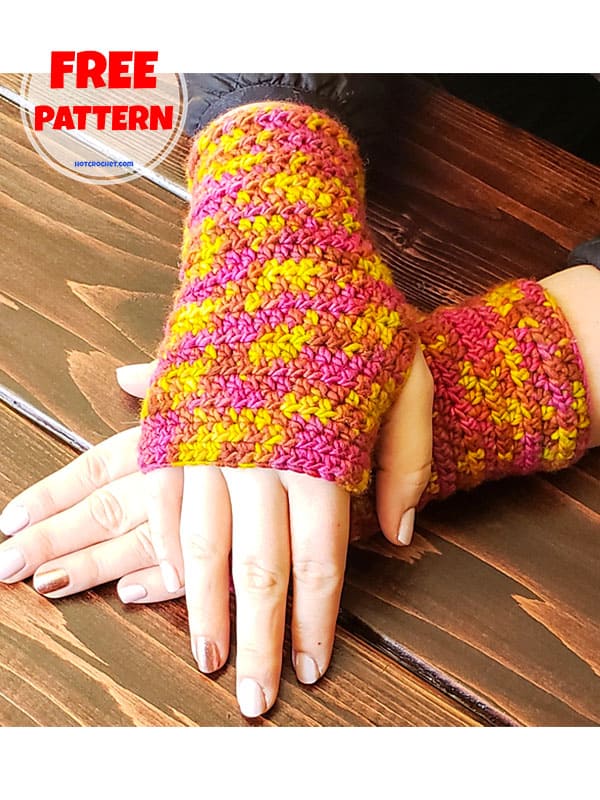 striped wrist crochet fingerless gloves