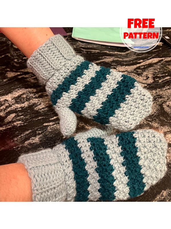 stripes colorwork easy crochet mittens