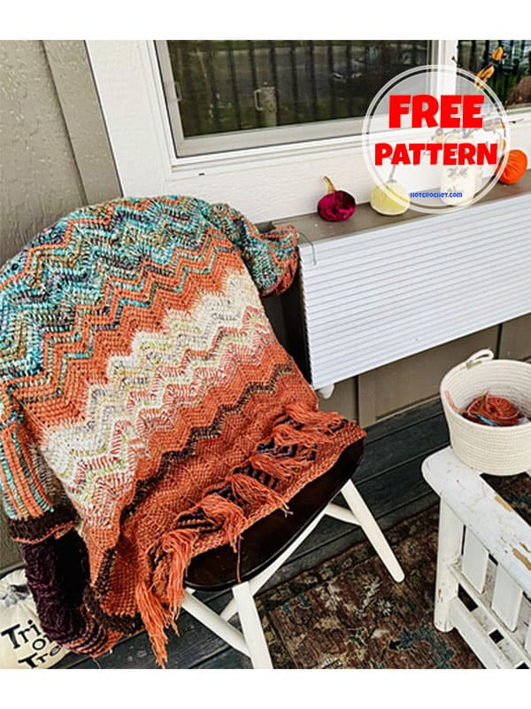 tunisian chevron crochet blanket​ pattern