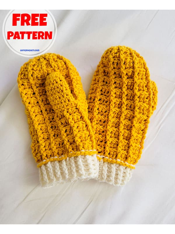 waffle stitch crochet mittens