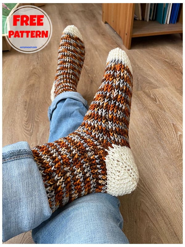 waffle stitch crochet socks