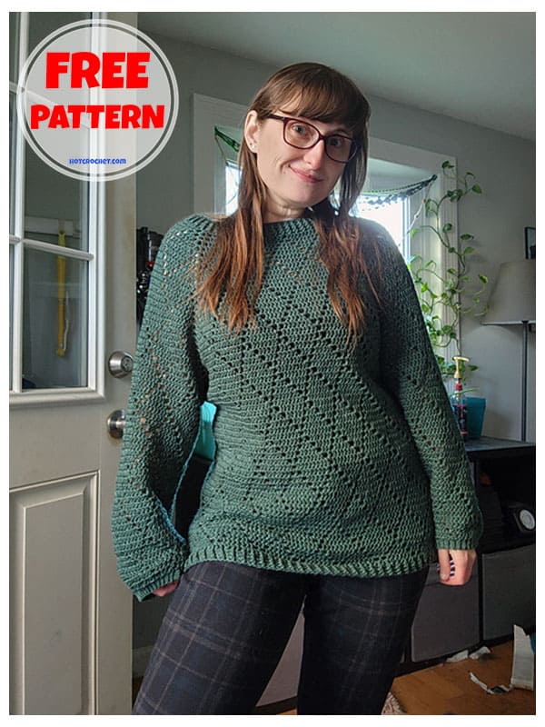 filet crochet raglan sweater