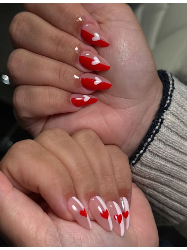 heart red valentines day nails