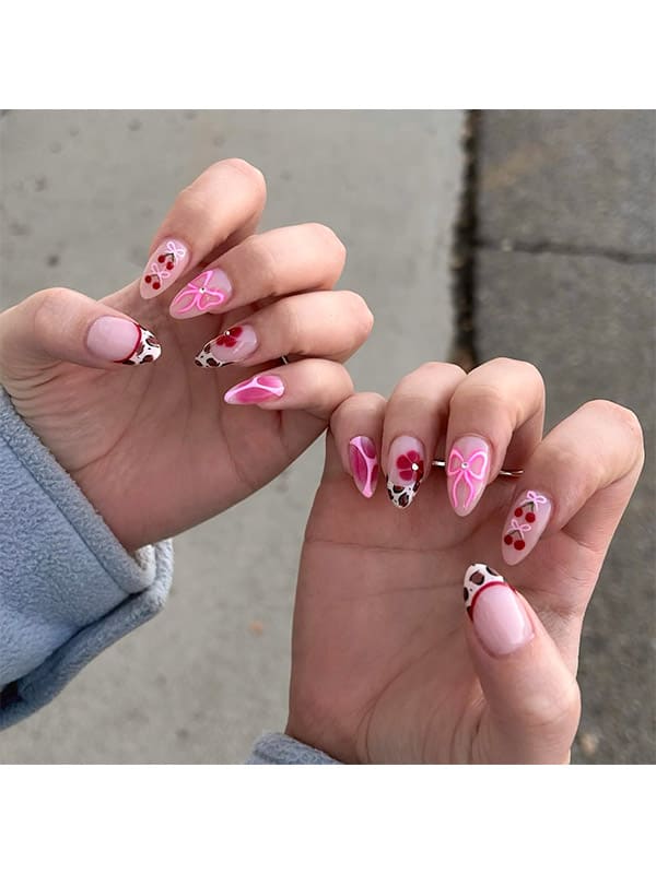 hot pink valentines day nails​