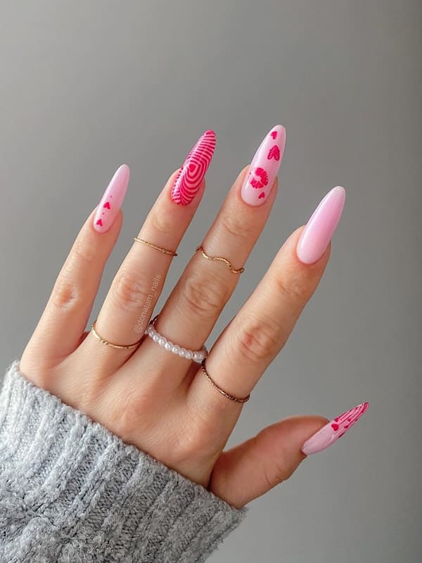 long valentine's day acrylic nails