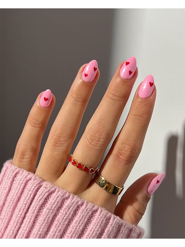 pink valentines day nails