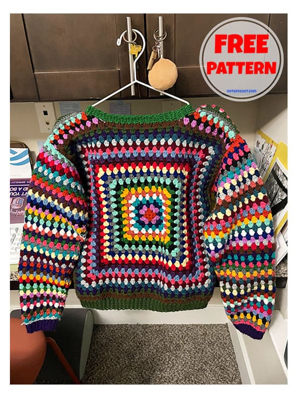 stripes granny square crochet sweater