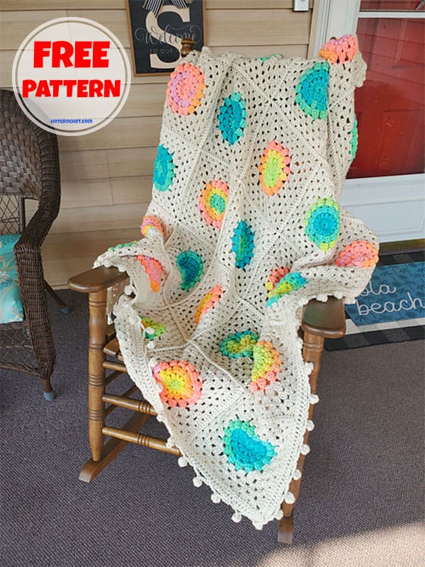 retro granny motifs crochet baby blanket