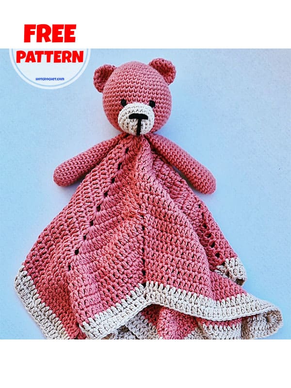 teddy bear crochet lovey blanket