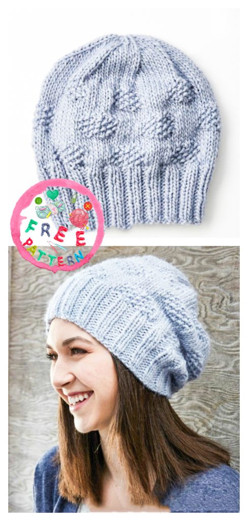Dotted Stitch Pattern Beanie Hat Free Knitting Pattern - hotcrochet .com