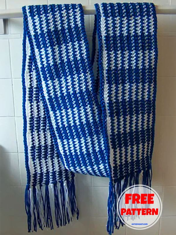 Beautiful Blue Free Crochet Wavy Scarf Pattern