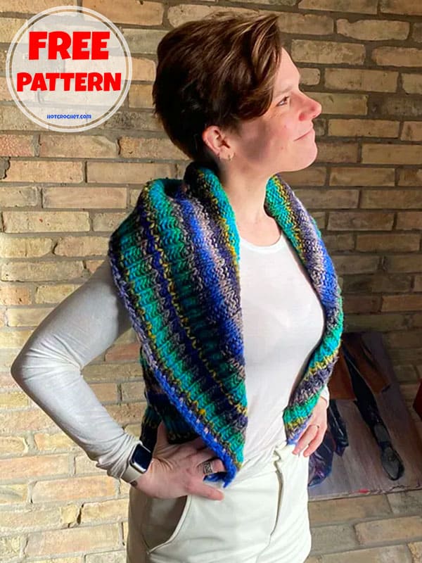 Big Collar Simple Knit Shawl Pattern Free