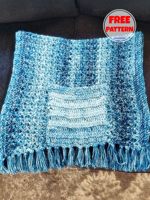 Blue Crochet Shawl With Pockets​ Free Pattern