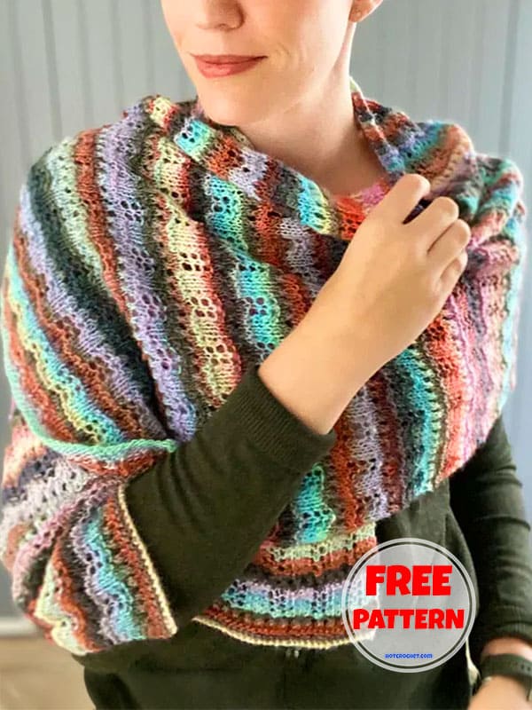 Colourful Lace Knit Shawl Pattern Free​